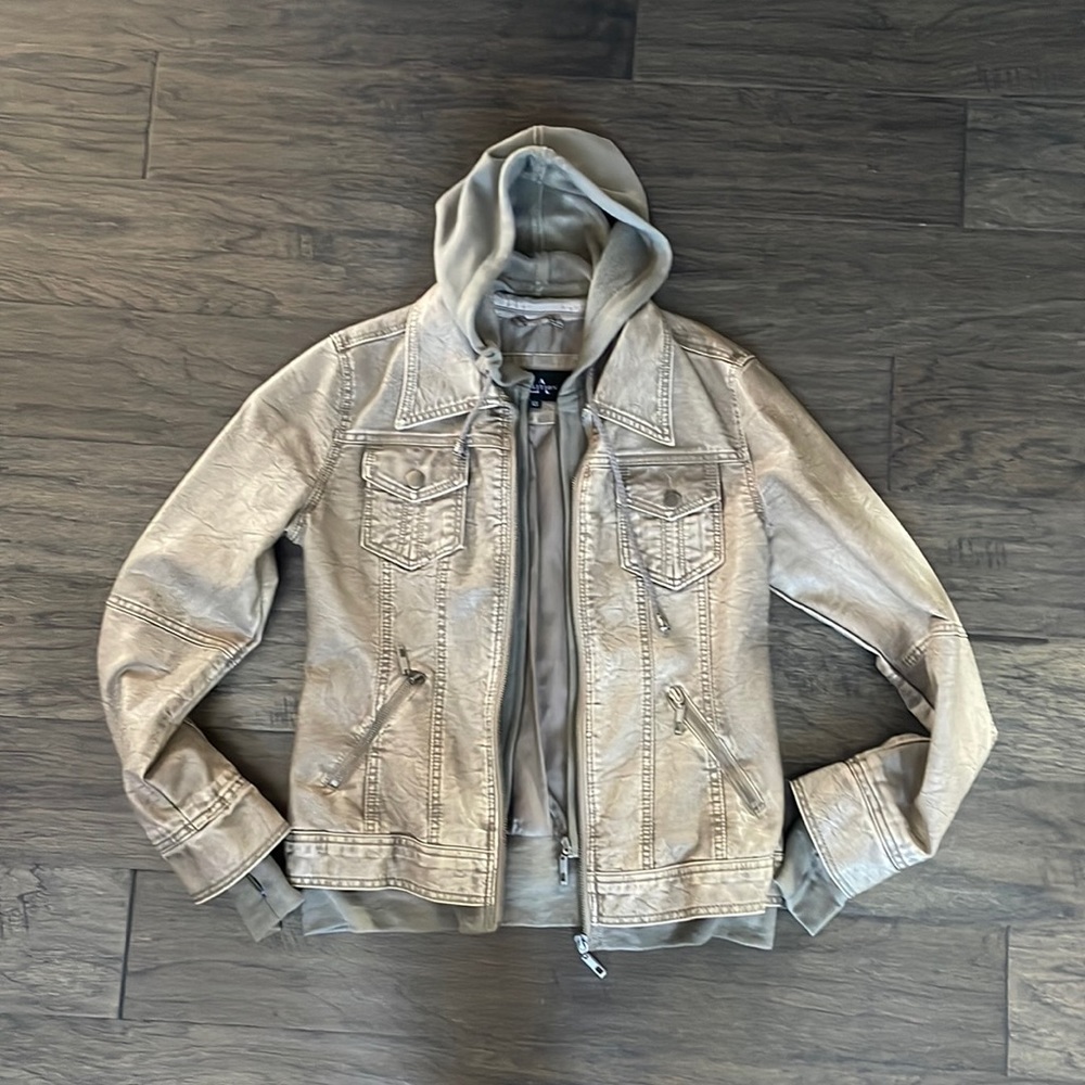 Moto jacket with hood